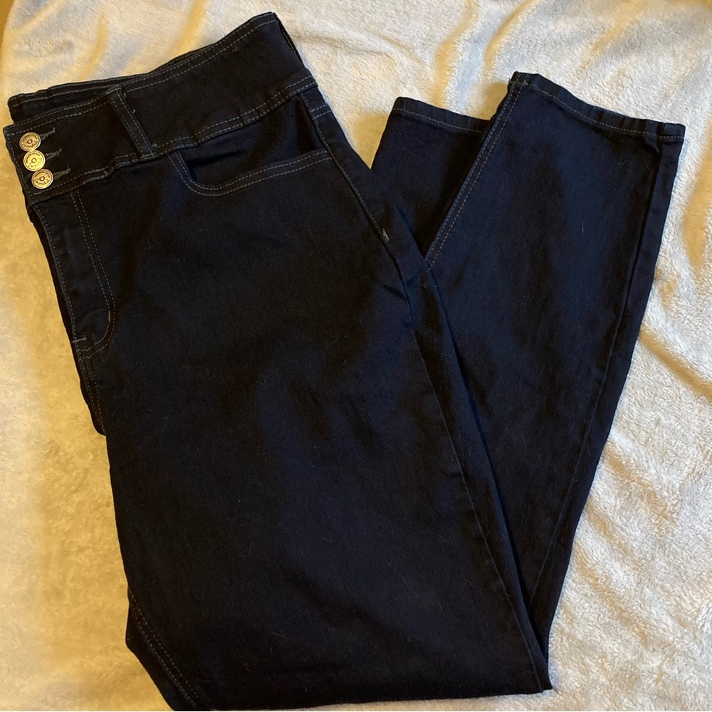 Copperflash Dark Wash High Rise Ankle Skinny Jeans in Stretch Cotton - Picture 10 of 10